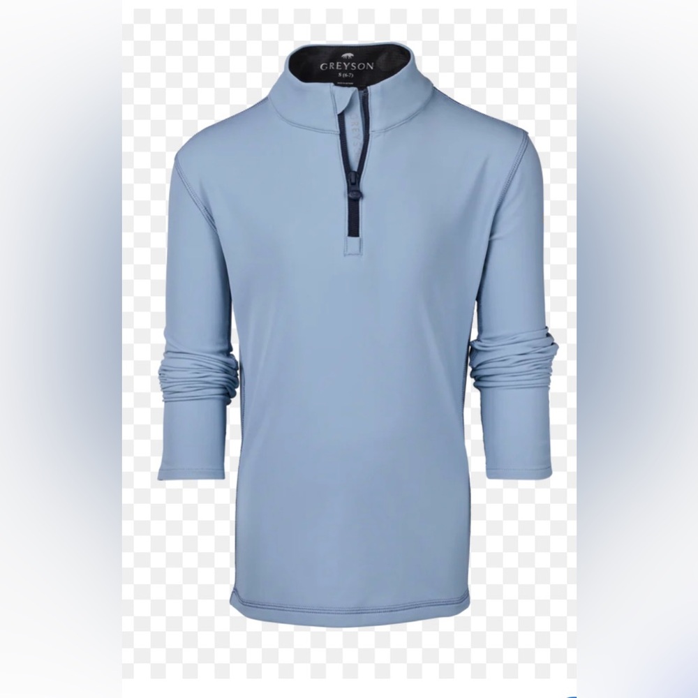 Greyson 1/4 Zip Powder Blue. Bear Lakes West Palm Beach Fl crest. XL